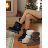 Women’s Fur-Trimmed Snow Boots with Buckle Strap