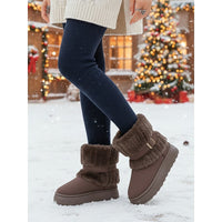 Women’s Fur-Trimmed Snow Boots with Buckle Strap