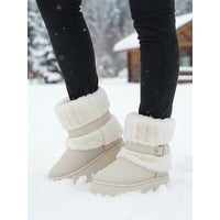 Women’s Fur-Trimmed Snow Boots with Buckle Strap