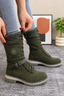 Women’s Knee High Boots with Knitted Cuff and Side Zip