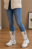 Women’s Knee High Boots with Knitted Cuff and Side Zip