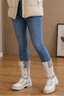 Women’s Knee High Boots with Knitted Cuff and Side Zip