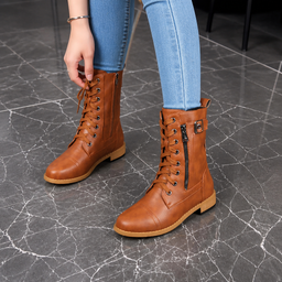 Women’s Lace-Up Ankle Boots with Side Zip