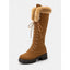 Women’s Lace-Up Knee High Boots with Faux Fur Trim