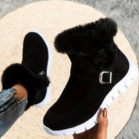 Women’s Plush-Trimmed Ankle Snow Boots with Side Zip