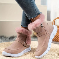 Women’s Plush-Trimmed Ankle Snow Boots with Side Zip