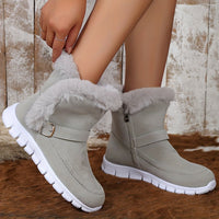 Women’s Plush-Trimmed Ankle Snow Boots with Side Zip