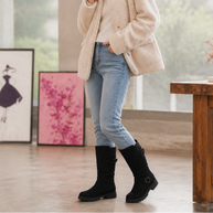Women’s Ribbed-Cuff Slouch Boots with Lug Sole