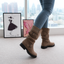 Women’s Ribbed-Cuff Slouch Boots with Lug Sole