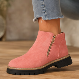 Women’s Square-Heel Ankle Boots with Side Zip