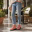 Women’s Square-Heel Ankle Boots with Side Zip