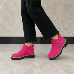 Women’s Square-Heel Ankle Boots with Side Zip