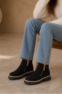 Women’s Square-Heel Ankle Boots with Side Zip