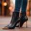 Women’s Stiletto Ankle Boots with Gold Toe Cap