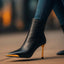 Women’s Stiletto Ankle Boots with Gold Toe Cap