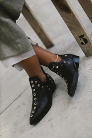 Women’s Studded Pointed-Toe Ankle Boots