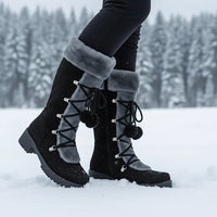 Women’s Tall Lace-Up Snow Boots with Faux Fur Cuff