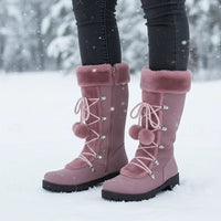 Women’s Tall Lace-Up Snow Boots with Faux Fur Cuff