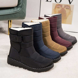 Women’s Waterproof Padded Snow Boots with Buckle Strap