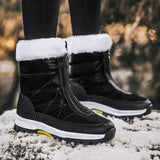Women’s Zip-Up Snow Boots with Faux Fur Trim