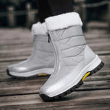 Women’s Zip-Up Snow Boots with Faux Fur Trim